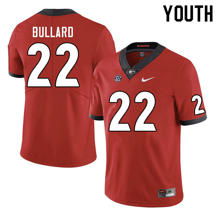 Youth #22 Javon Bullard Georgia Bulldogs College Football Jerseys Sale-Red